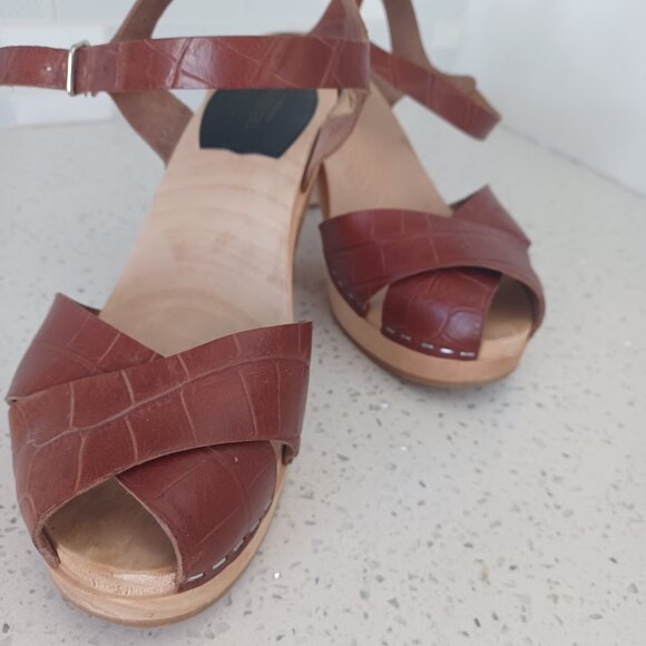 Brown "croc print" Merci sandals - size 39 - Picture 3 of 7